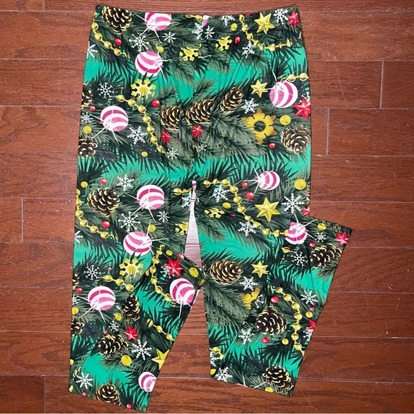 Christmas Tree Holiday Ornaments High Waist Leggings Santa Small / Medium 4 - 10 - Picture 8 of 11